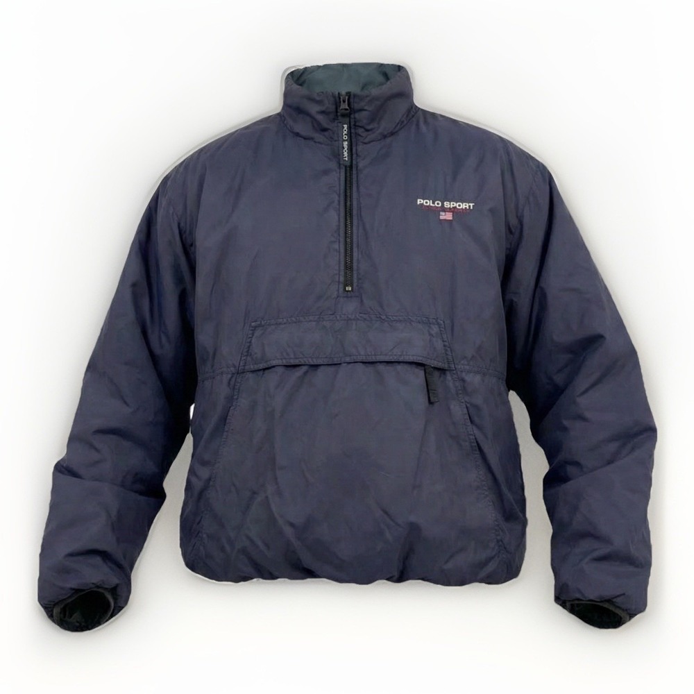 Polo Sport Ralph Lauren Reversible 1/2 Zip Pullover Jacket Men's Large 90s Y2K